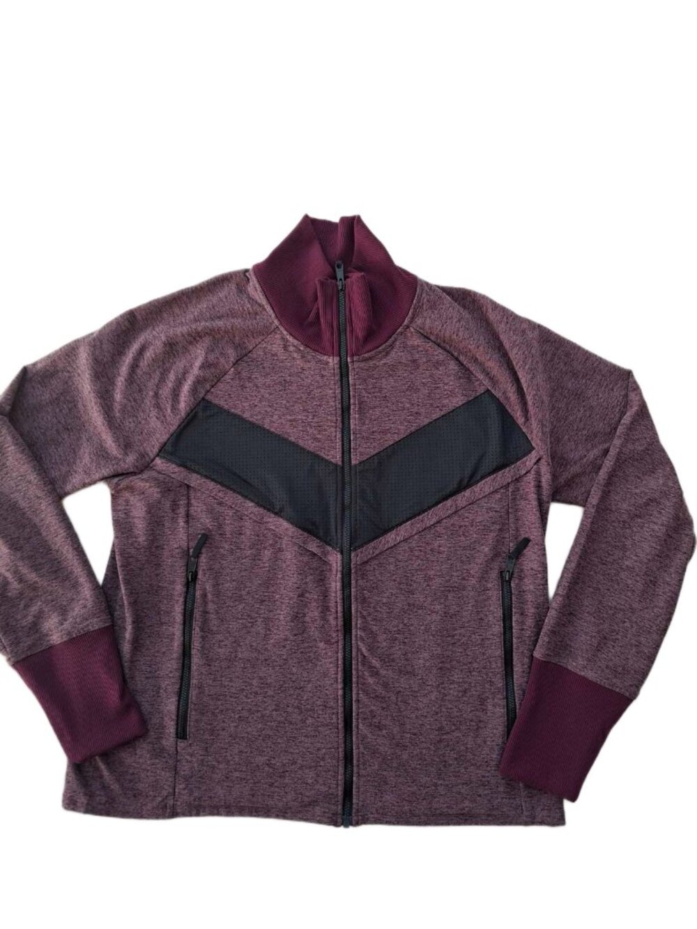 Oiselle Plum Mesh Chevron Athleisure Running Stretch Track Time Jacket Size XL